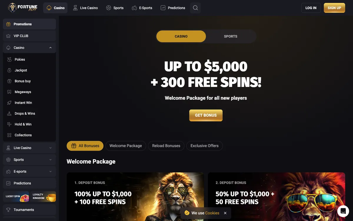 Fortune Play Casino — «Акции», снято из страны Новая Зеландия