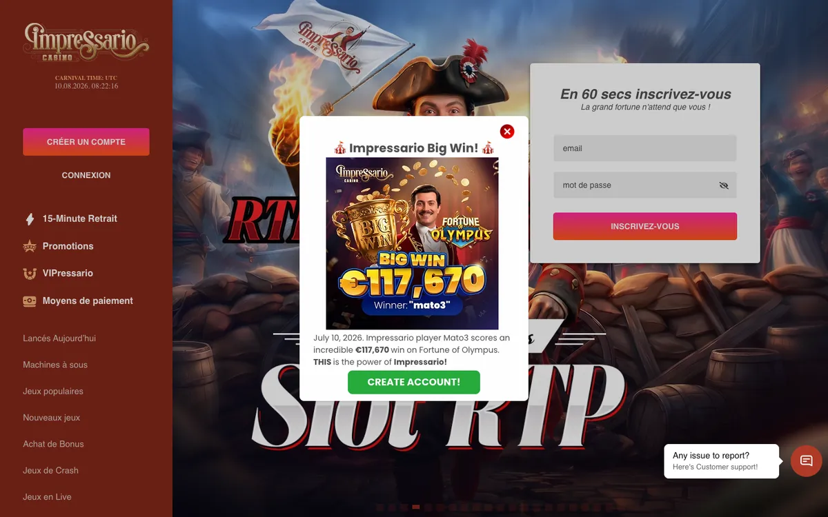 Impressario Casino — «Главная», снято из страны Франция