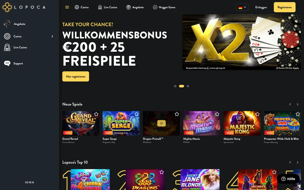 Lopoca Casino — «Главная», снято из страны Германия