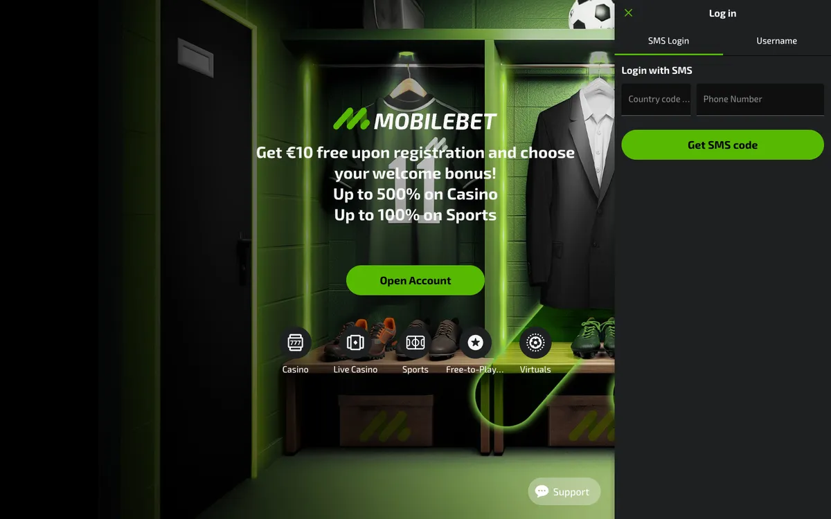 Mobilebet — Sign-up, captured from Norway