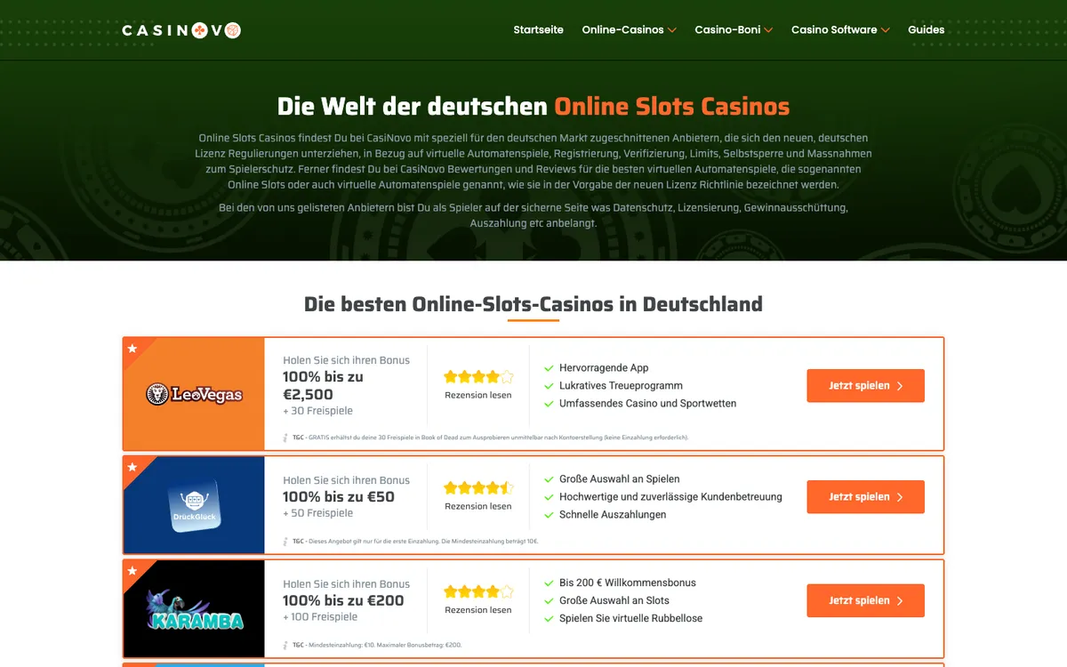 Casinovo Casino — «Главная», снято из страны Германия