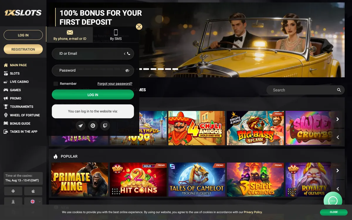 1xSlots Casino — Sign-up, captured from Nigeria