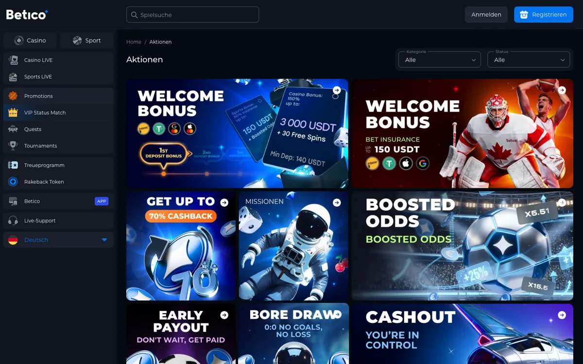 Betico Casino — Promotions, captured from Germany