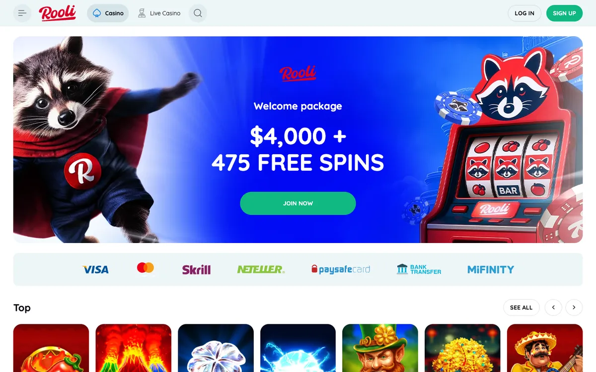 Rooli Casino — «Главная», снято из страны Австралия