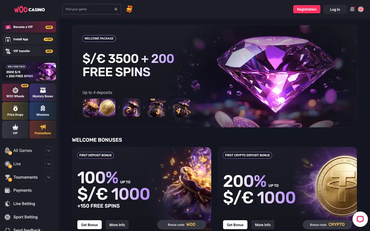 Woocasino — «Акции», снято из страны Япония
