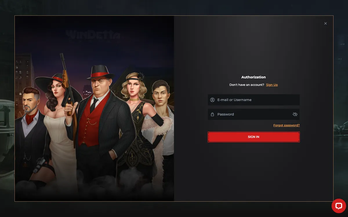 Windetta Casino — Sign-up, captured from Belgium