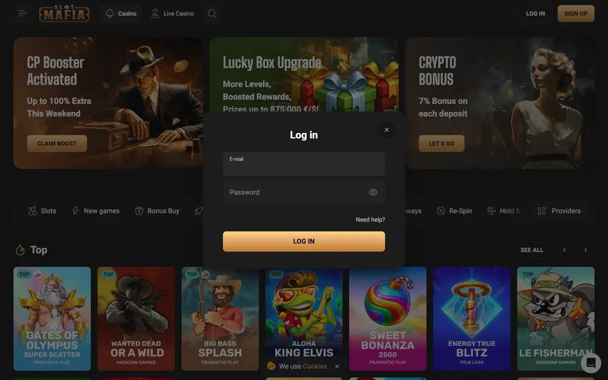 Slot Mafia Casino — Sign-up, captured from Japan