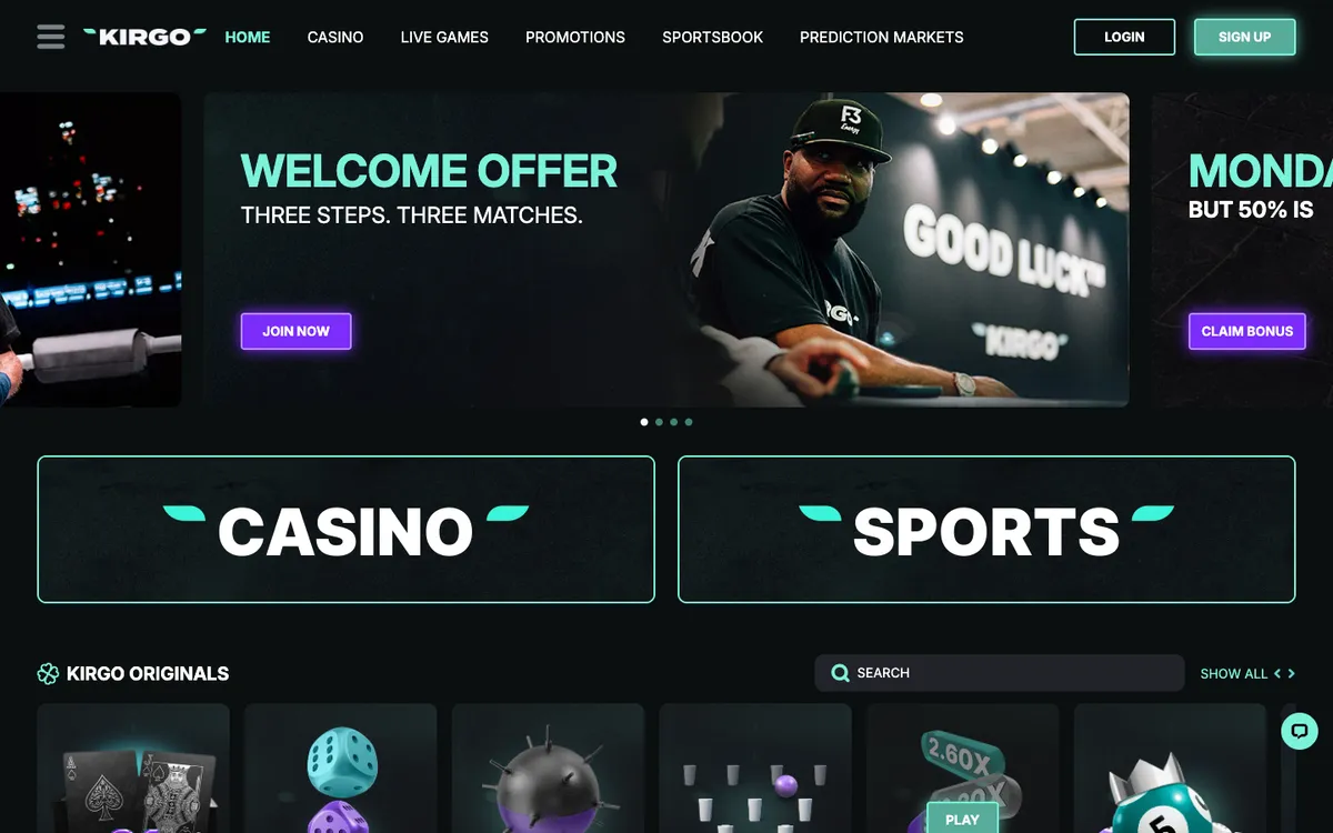 Kirgo Casino — Home page, captured from Brazil