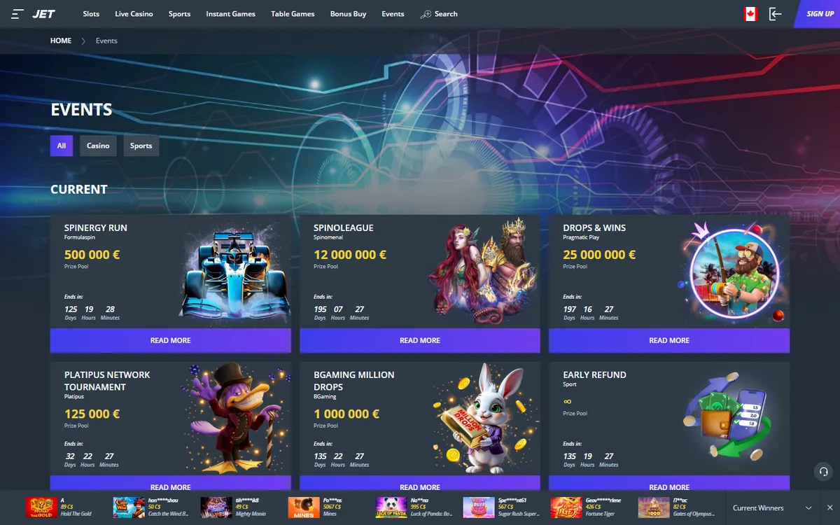 Jet Casino — Promotions, captured from Canada