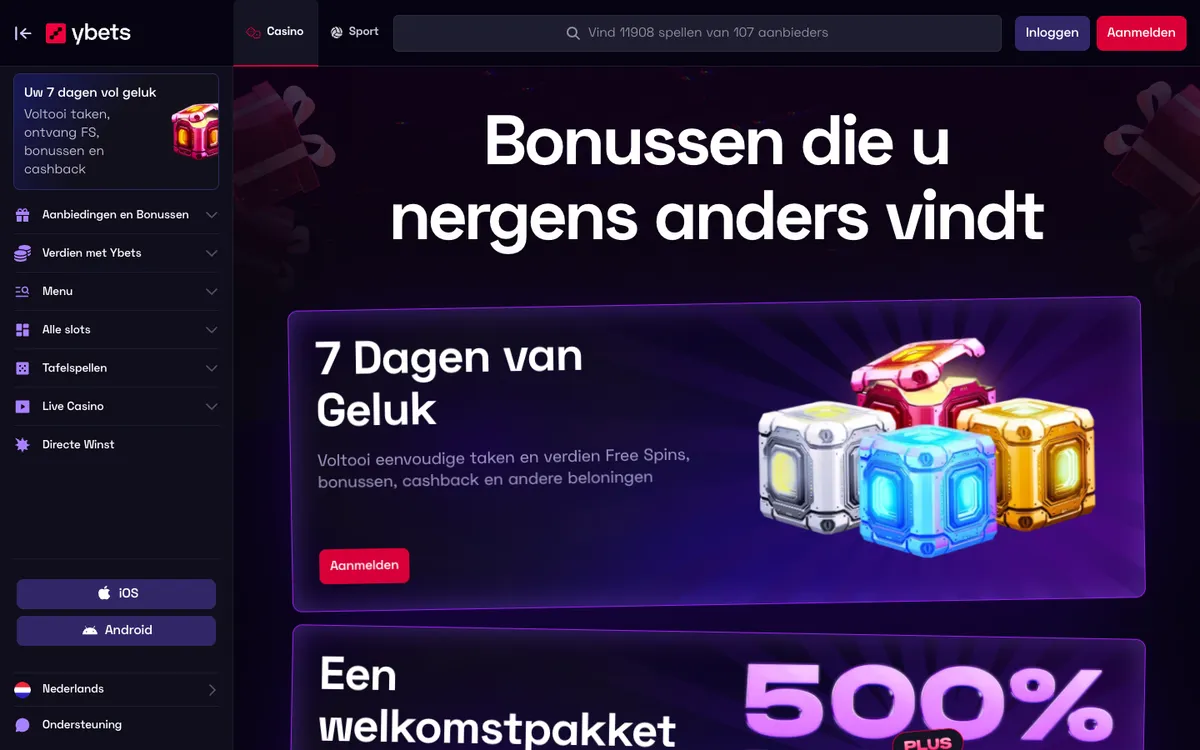 Ybets Casino — Promotions, captured from Netherlands