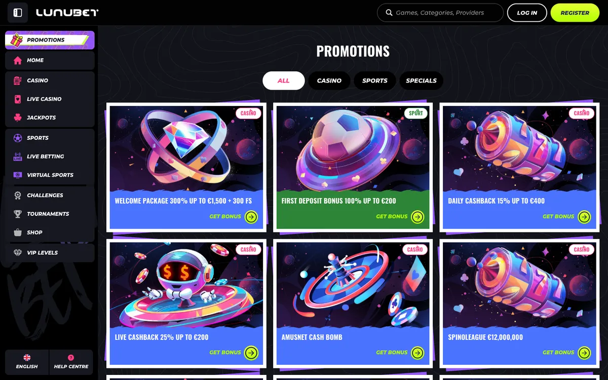 LunuBet Casino — Promotions, captured from Nigeria