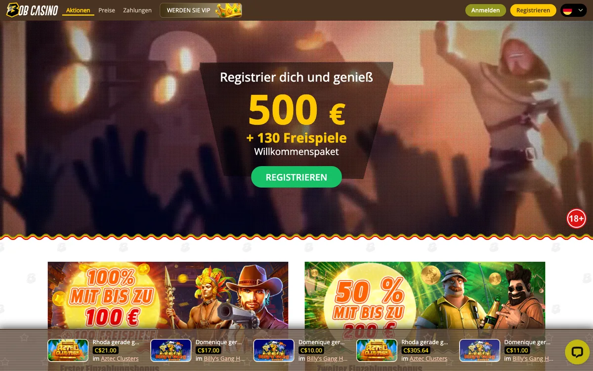 Bob Casino — Promotions, captured from Germany
