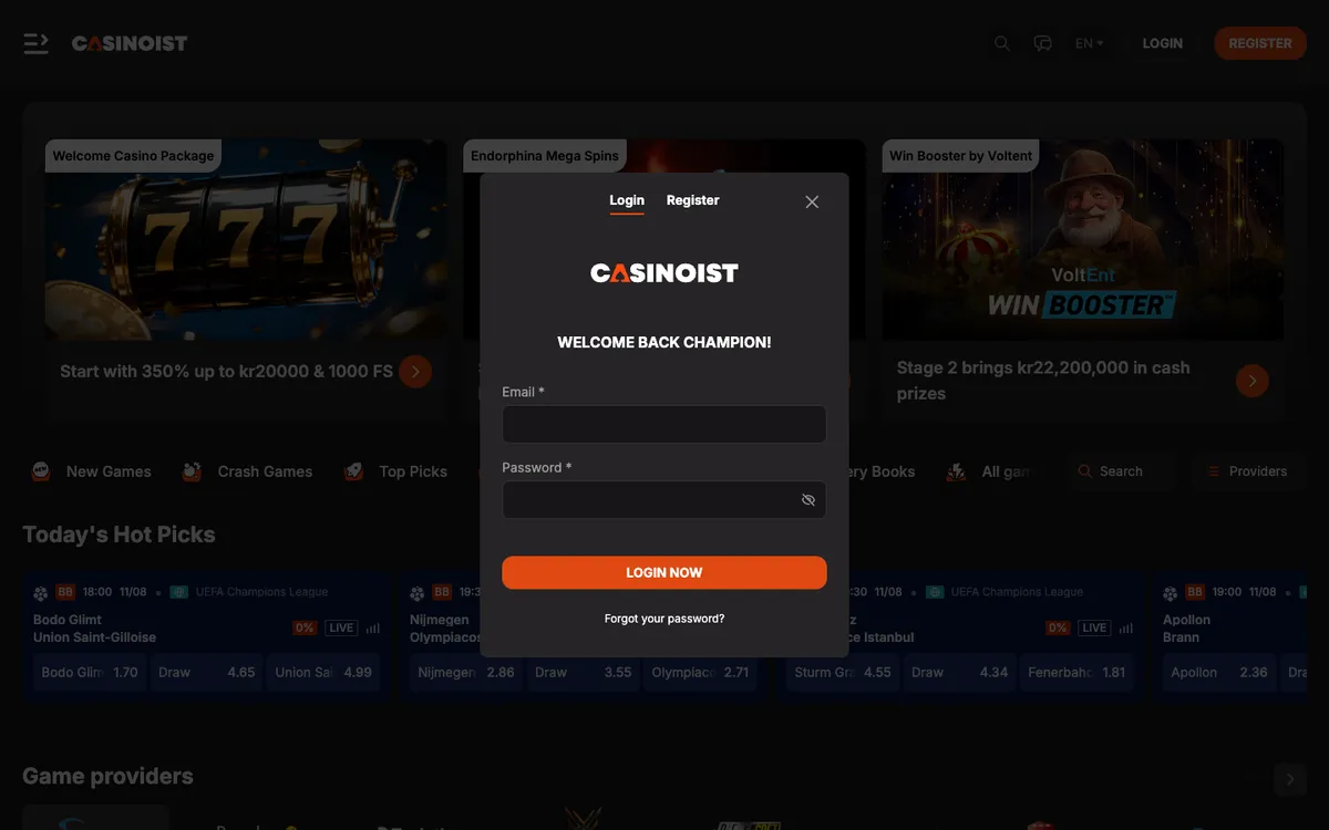 Casinoist Casino — Sign-up, captured from Norway
