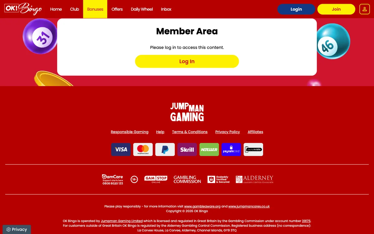 OK Bingo Casino — Promotions, captured from United Kingdom