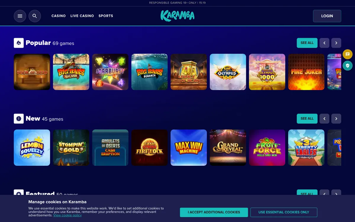 Karamba Casino — Sign-up, captured from United Kingdom