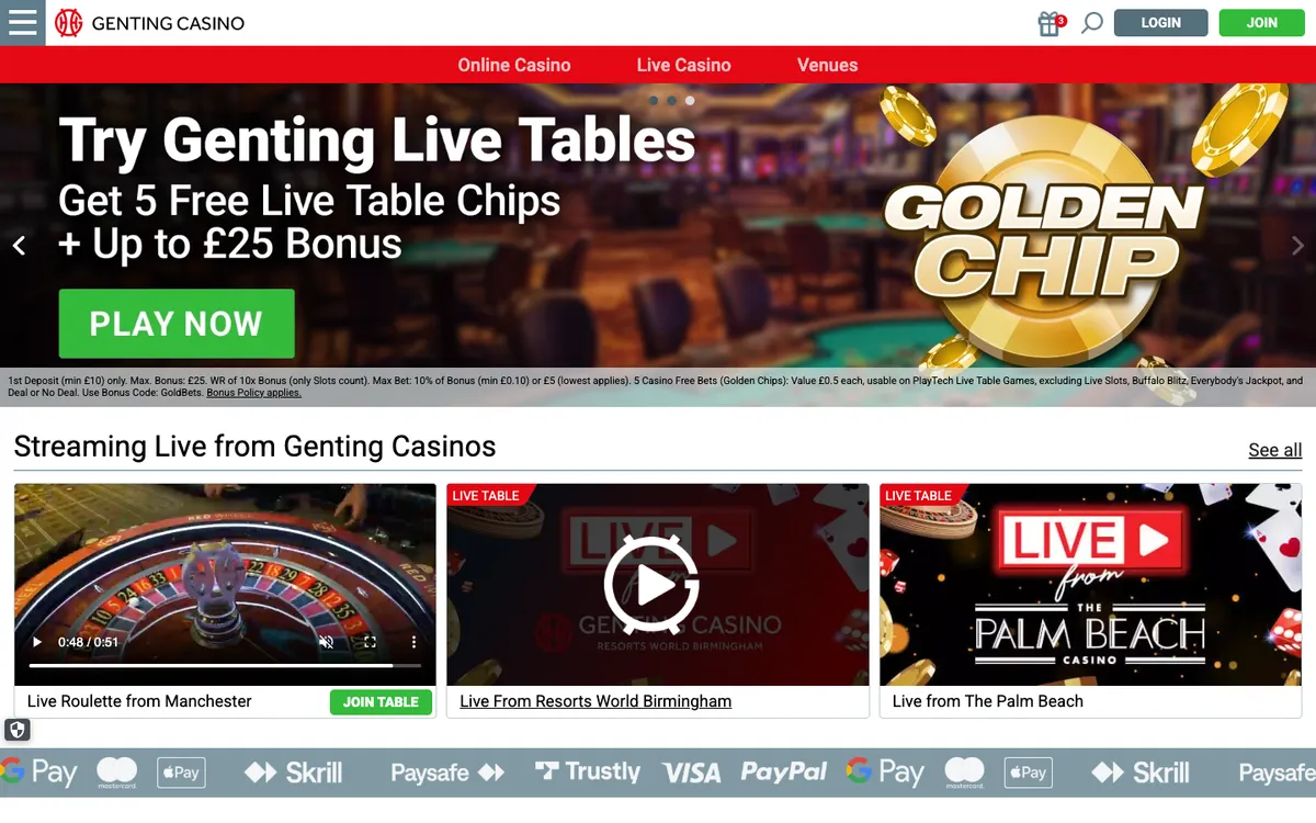 Genting Casino — «Главная», снято из страны Великобритания