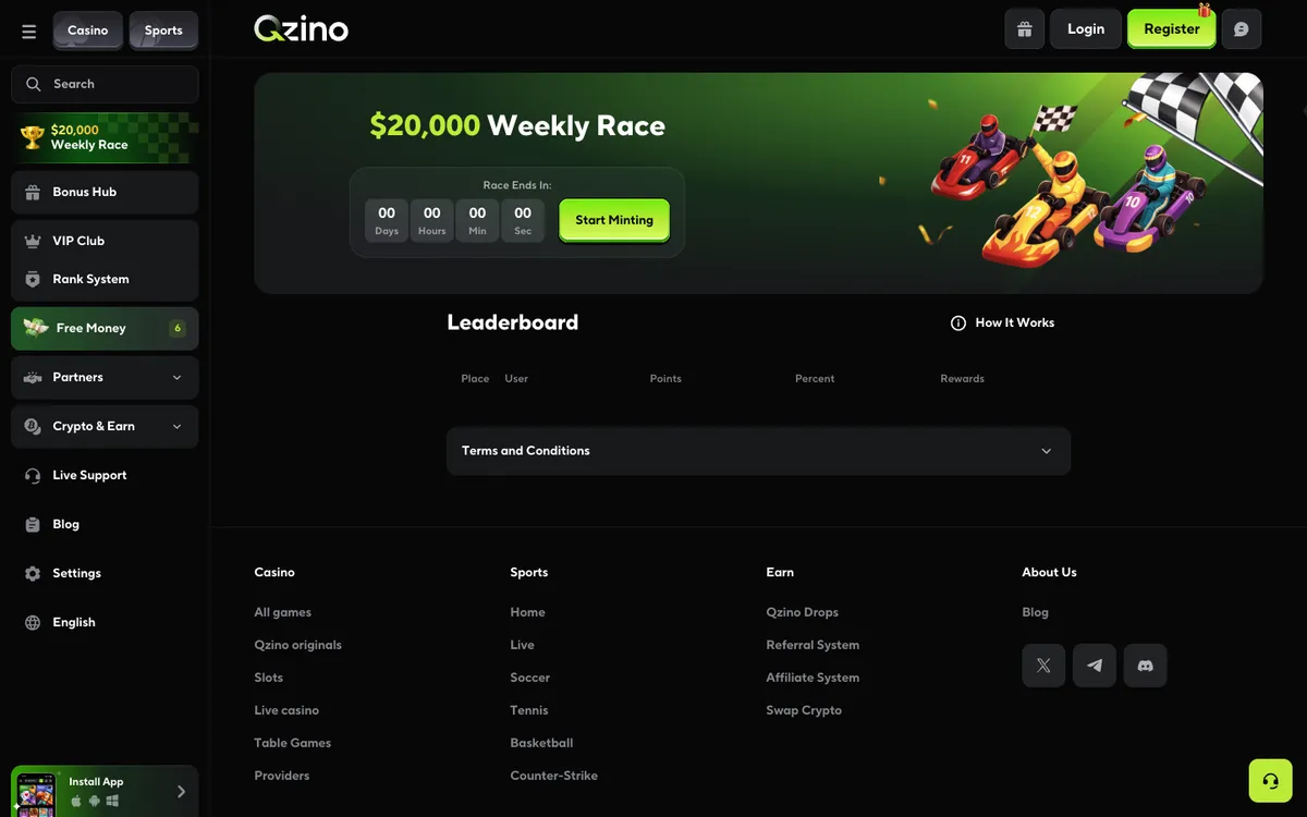 Qzino Casino — Promotions, captured from Germany