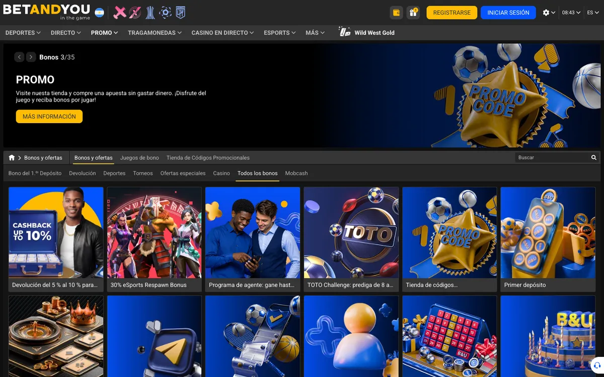 Betandyou Casino — Promotions, captured from Argentina