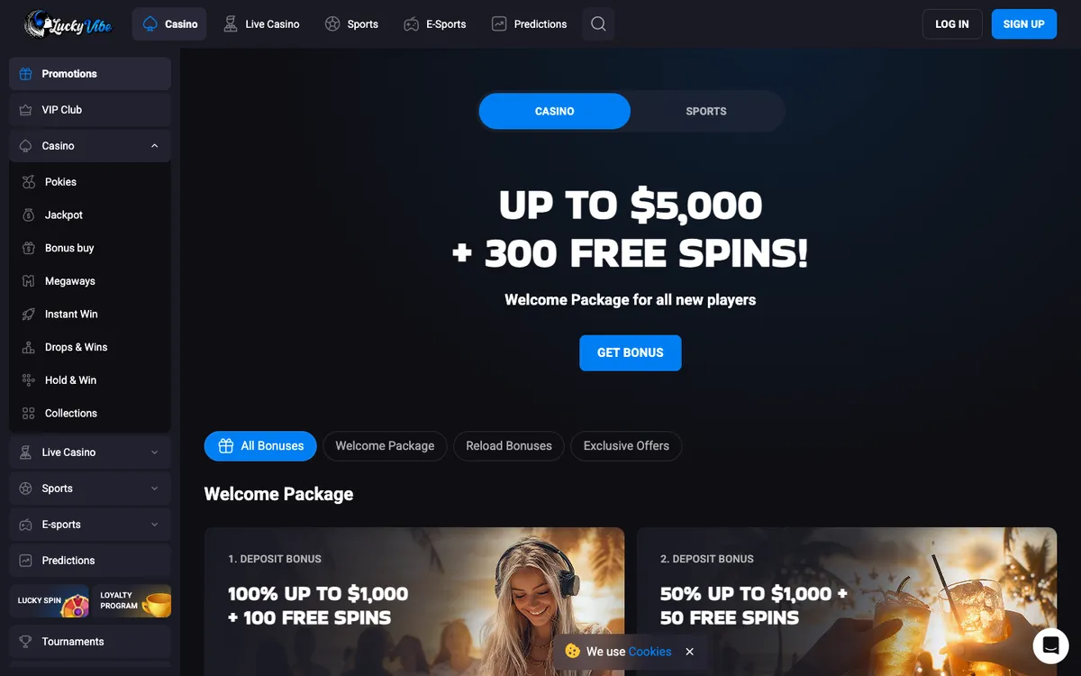 Lucky Vibe Casino — Promotions, captured from Australia