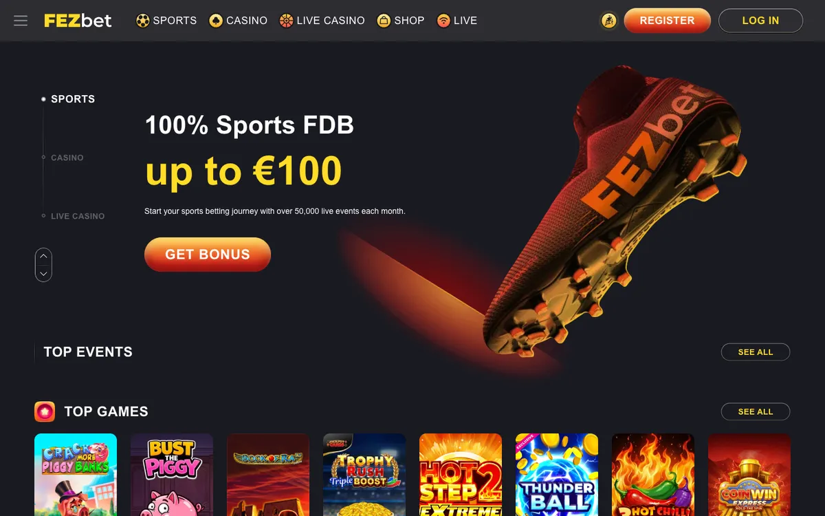 FEZbet Casino — Home page, captured from Nigeria