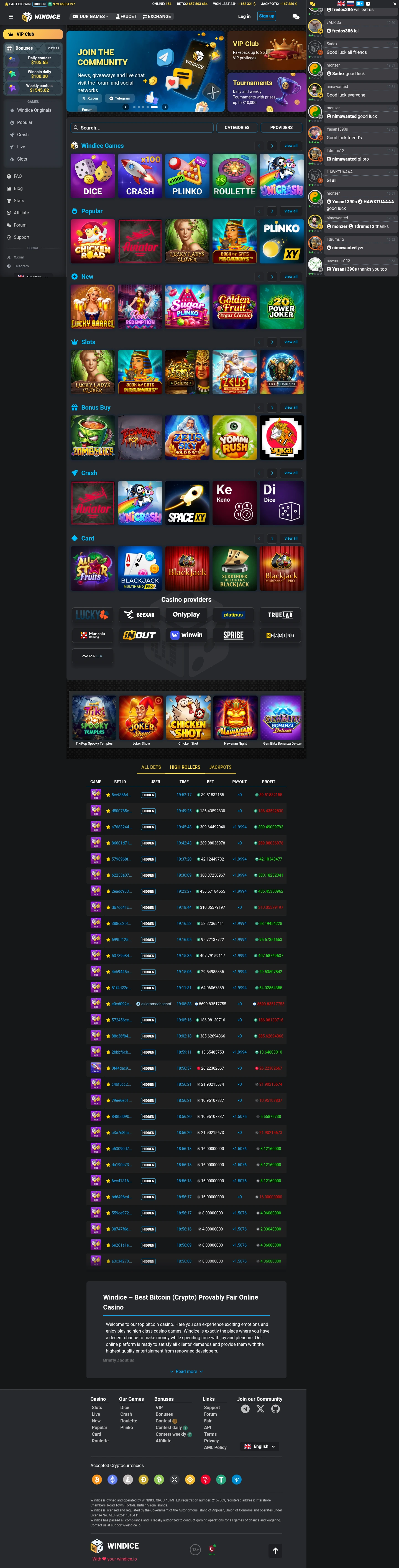 Windice — Home page, captured from United Kingdom