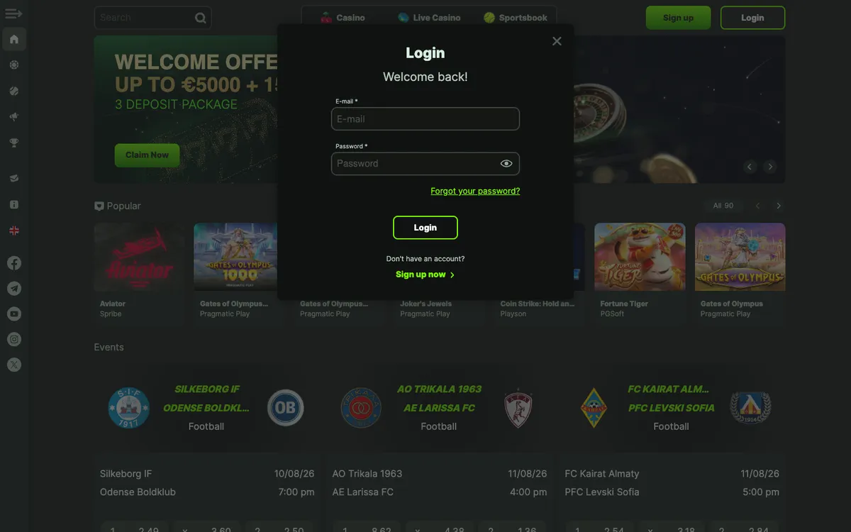 WeltBet Casino — Sign-up, captured from Belgium
