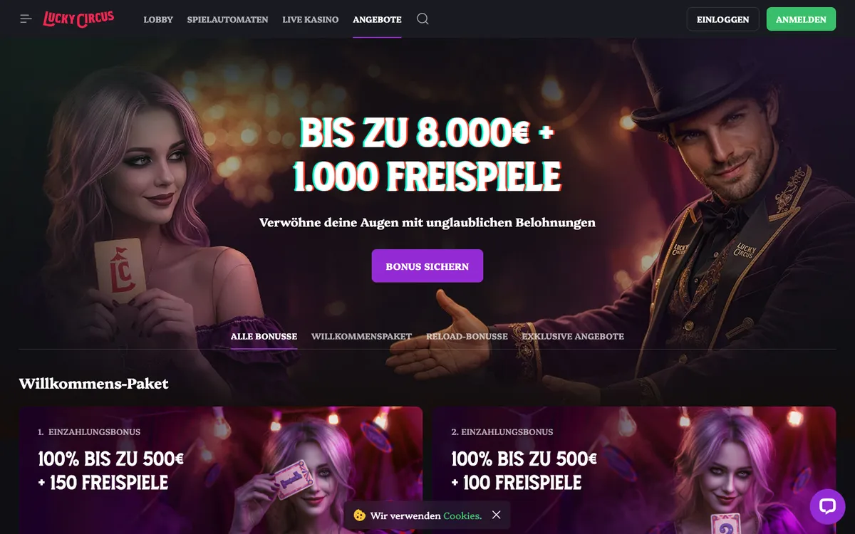 Lucky Circus Casino — Promotions, captured from Germany