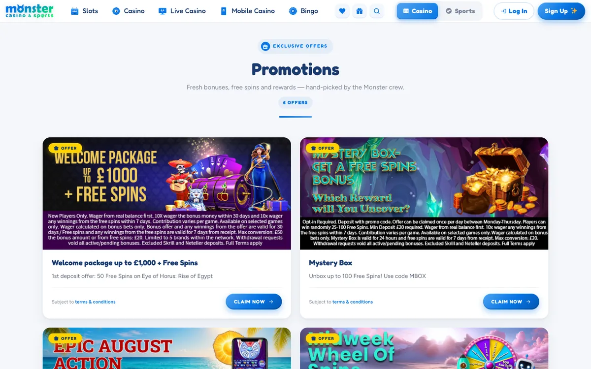 Monster Casino — Promotions, captured from Japan