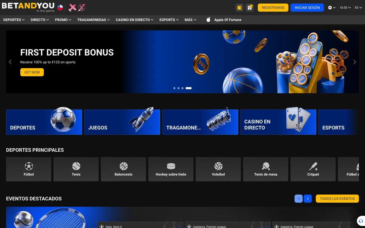 Betandyou Casino — Home page, captured from Chile