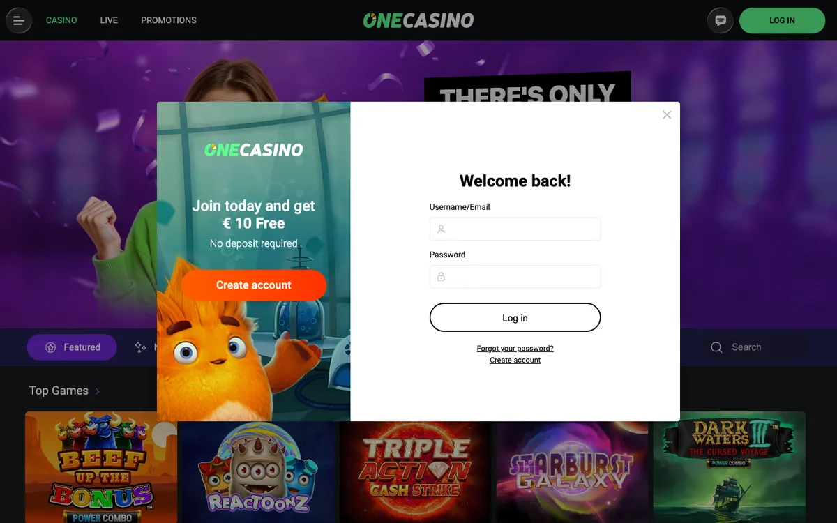 One Casino — Sign-up, captured from France
