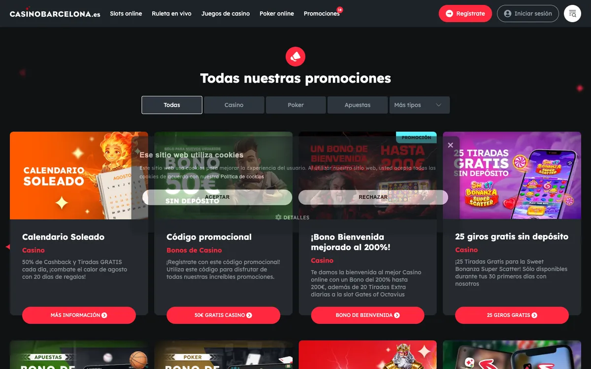 Casino Barcelona.es — Promotions, captured from Spain