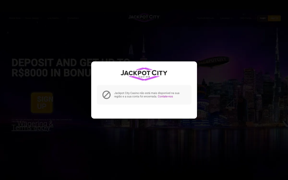 Jackpot City Casino — Promotions, captured from Brazil