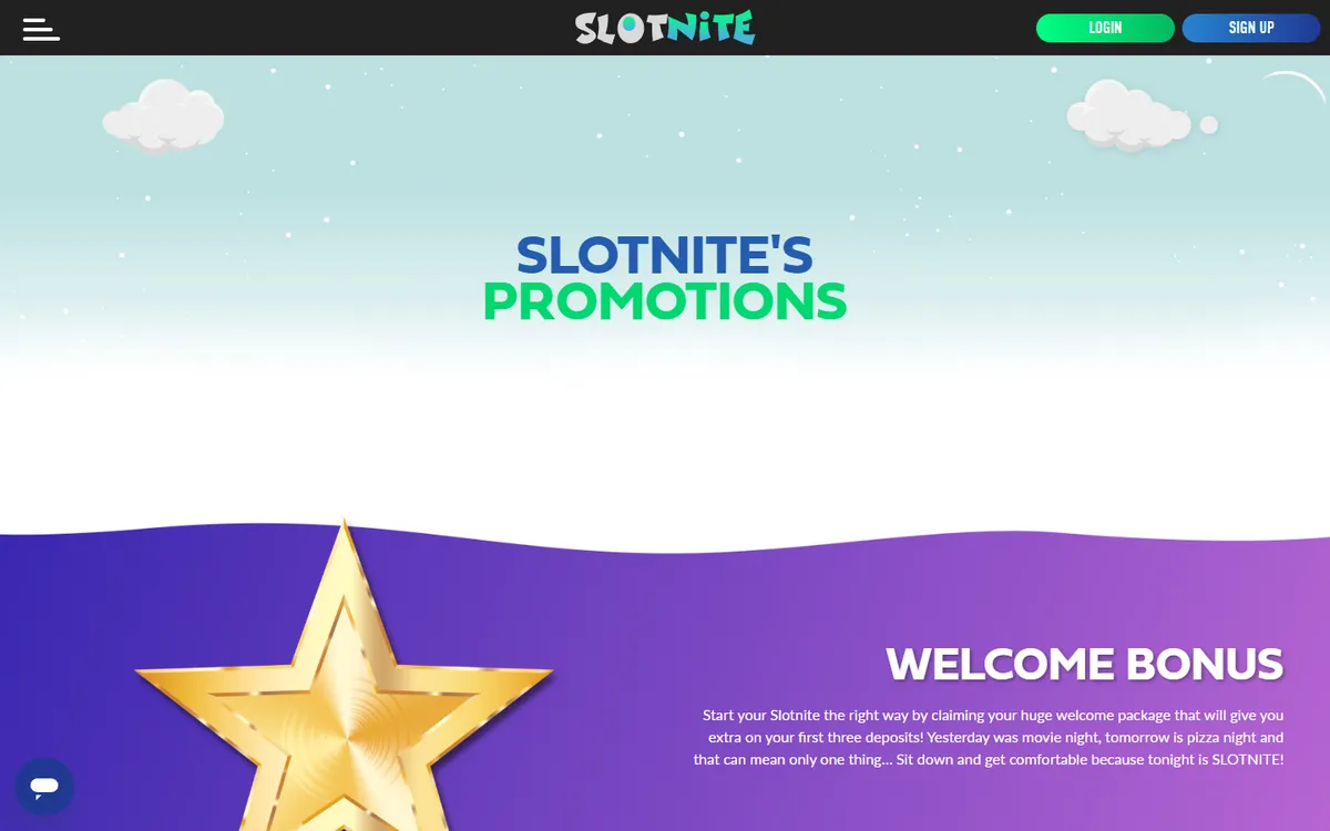 Slotnite Casino — Promotions, captured from Canada