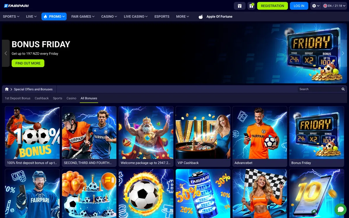 FairPari Casino — Promotions, captured from New Zealand