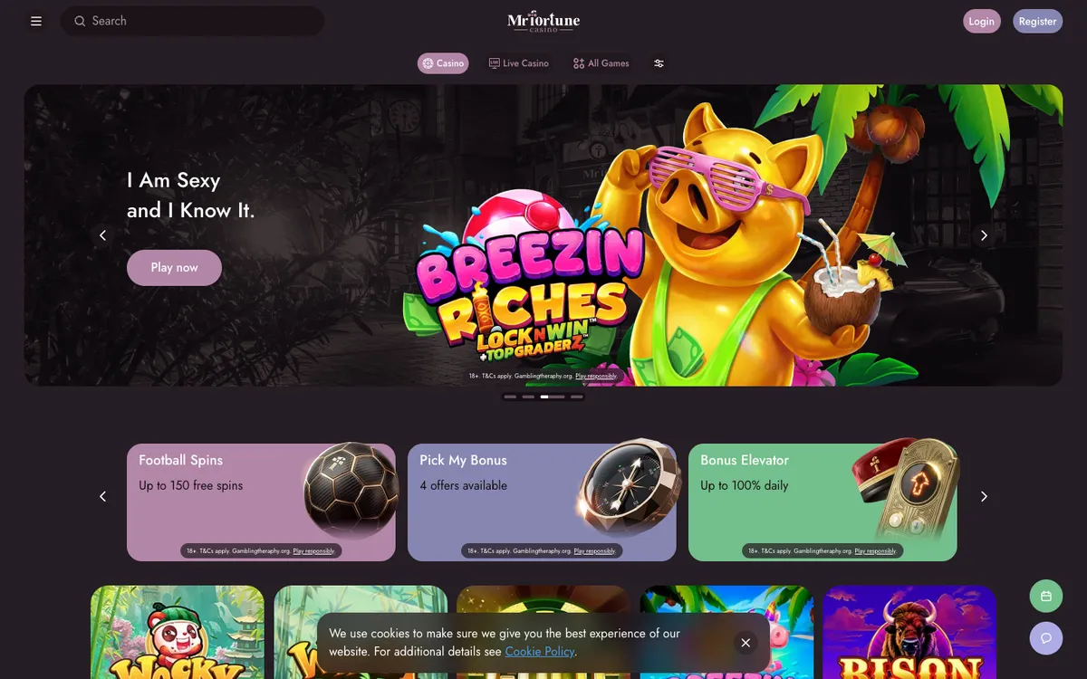 Mr Fortune Casino — Home page, captured from Portugal