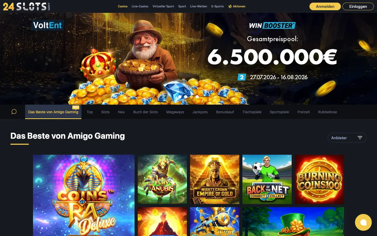 24Slots Casino — Home page, captured from Austria