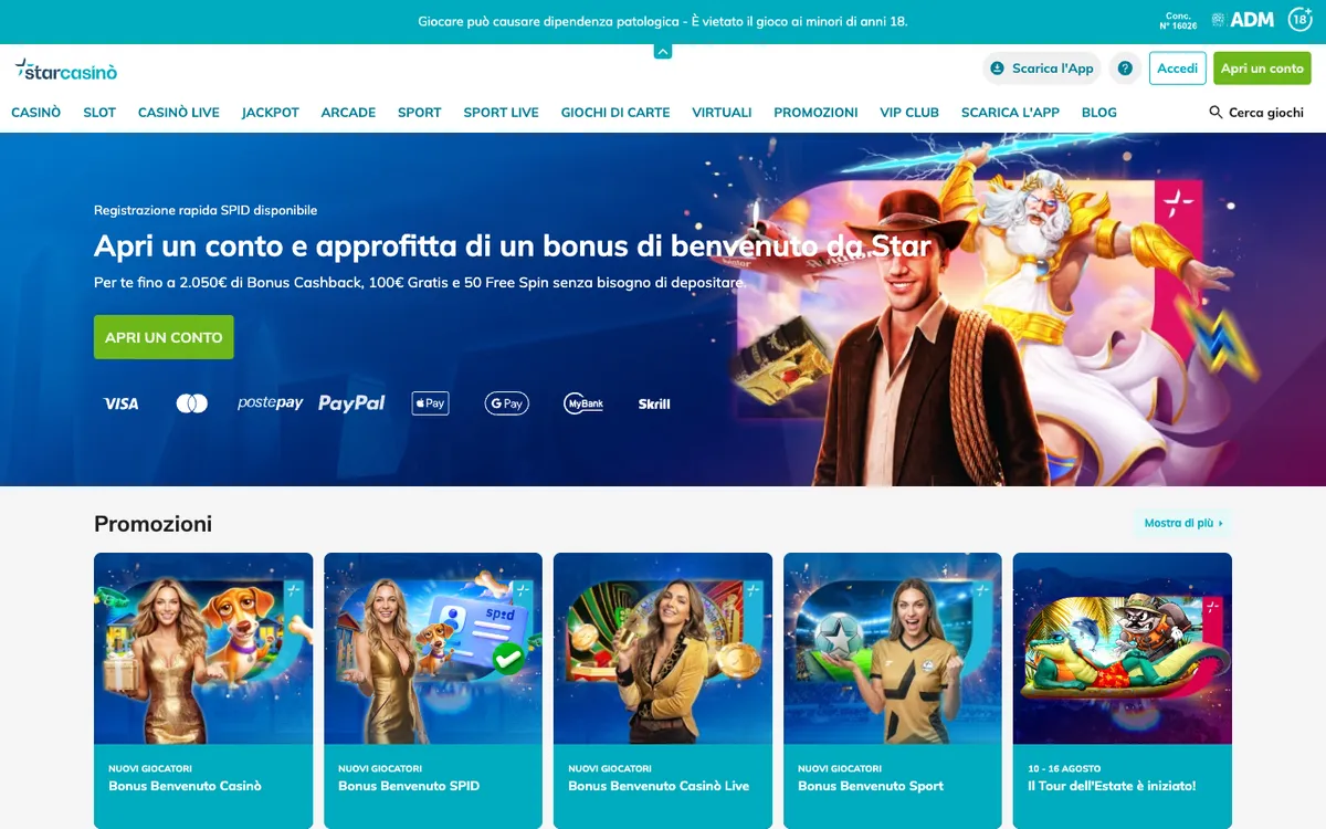 StarCasino — «Главная», снято из страны Италия