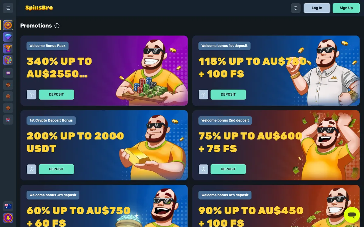 SpinsBro Casino — «Акции», снято из страны Австралия