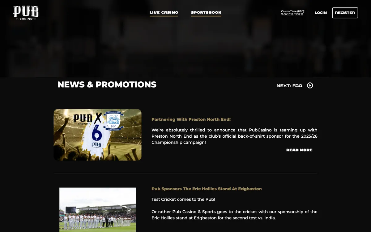 Pub Casino — Promotions, captured from United Kingdom