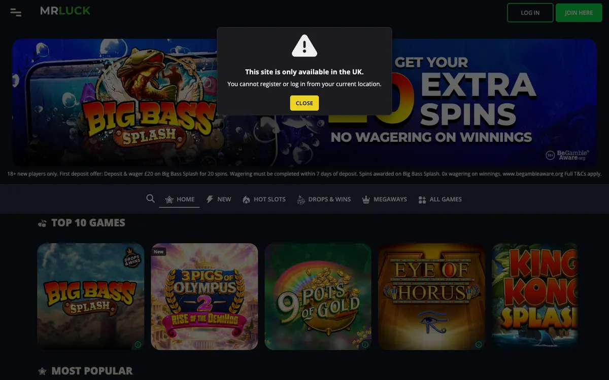 MrLuck Casino — Sign-up, captured from Argentina