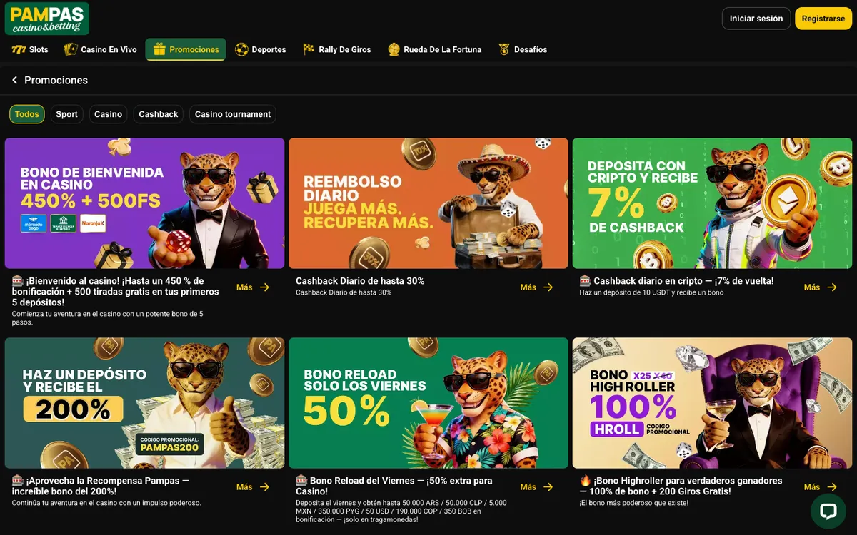 Pampas Casino — Promotions, captured from Argentina