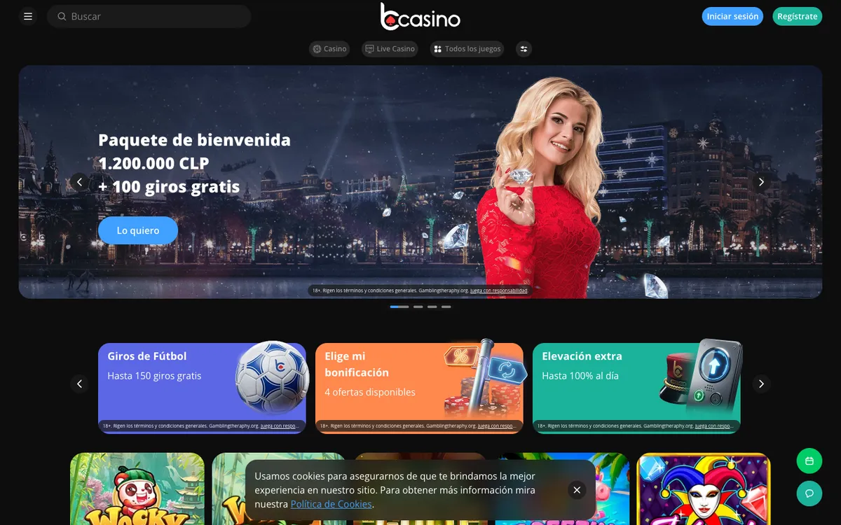 bCasino — Home page, captured from Chile