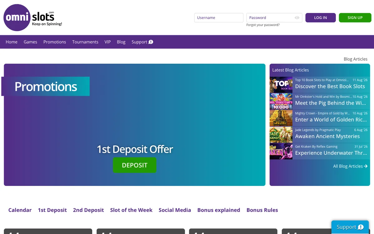Omni Slots Casino — Promotions, captured from Australia