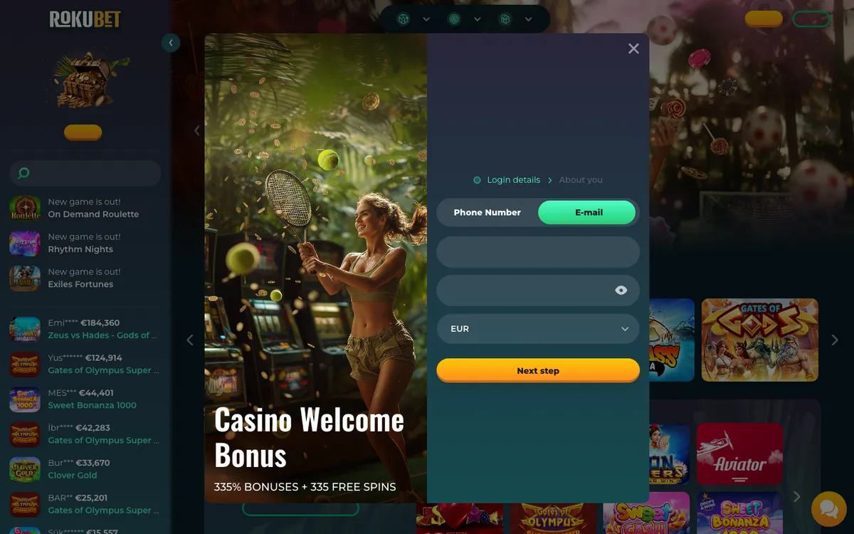 Roku Casino — «Регистрация», снято из страны Новая Зеландия