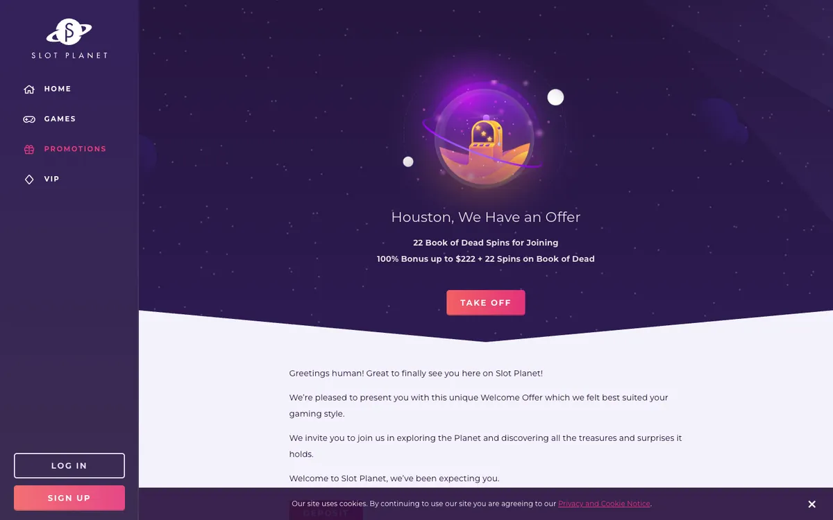 Slot Planet Casino — Promotions, captured from Canada