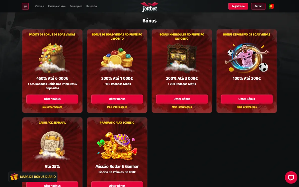 JettBet Casino — Promotions, captured from Portugal