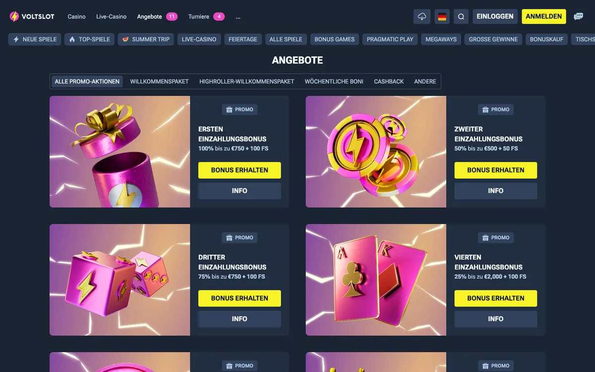 Voltslot Casino — «Акции», снято из страны Австрия