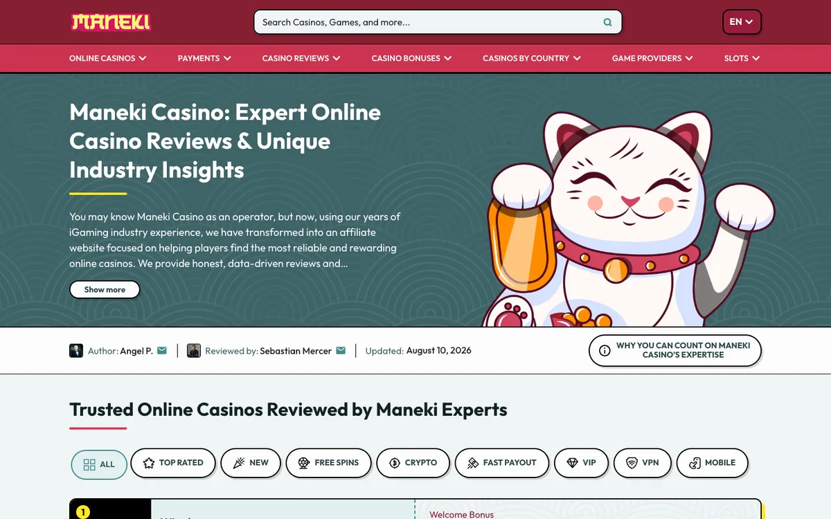 Maneki Casino — «Акции», снято из страны Бельгия