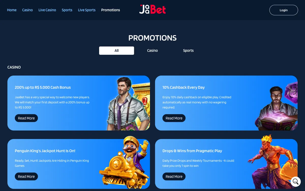 JaaBet Casino — «Акции», снято из страны Бельгия
