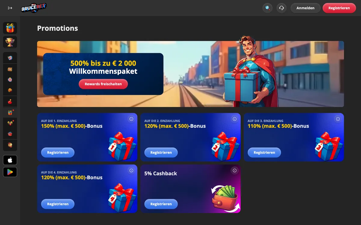 BruceBet Casino — Promotions, captured from Austria